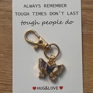 Gold and Blue Butterfly Keychain